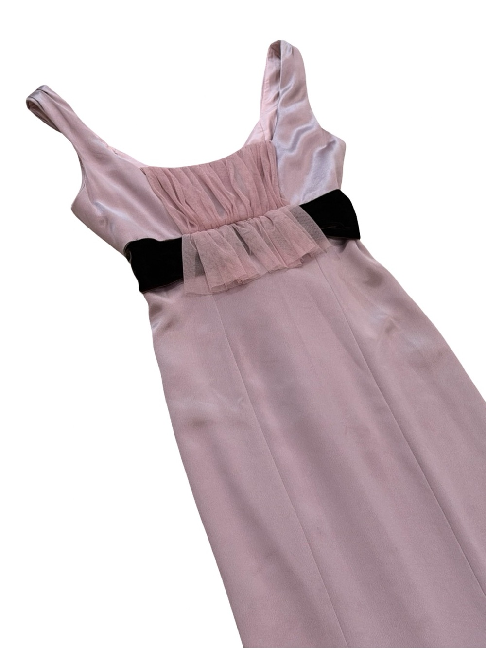 Vera Wang Lavender Silk Chiffon Mermaid Evening Gown Velvet Sash Formal Dress - Picture 7 of 11